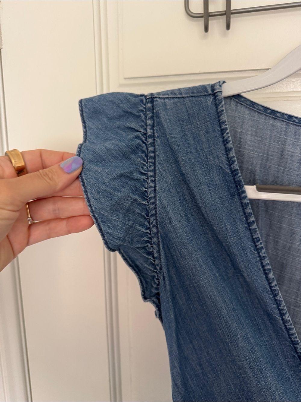J. Crew Denim Wrap Maxi Dress with Tie Waist - Picture 6 of 10